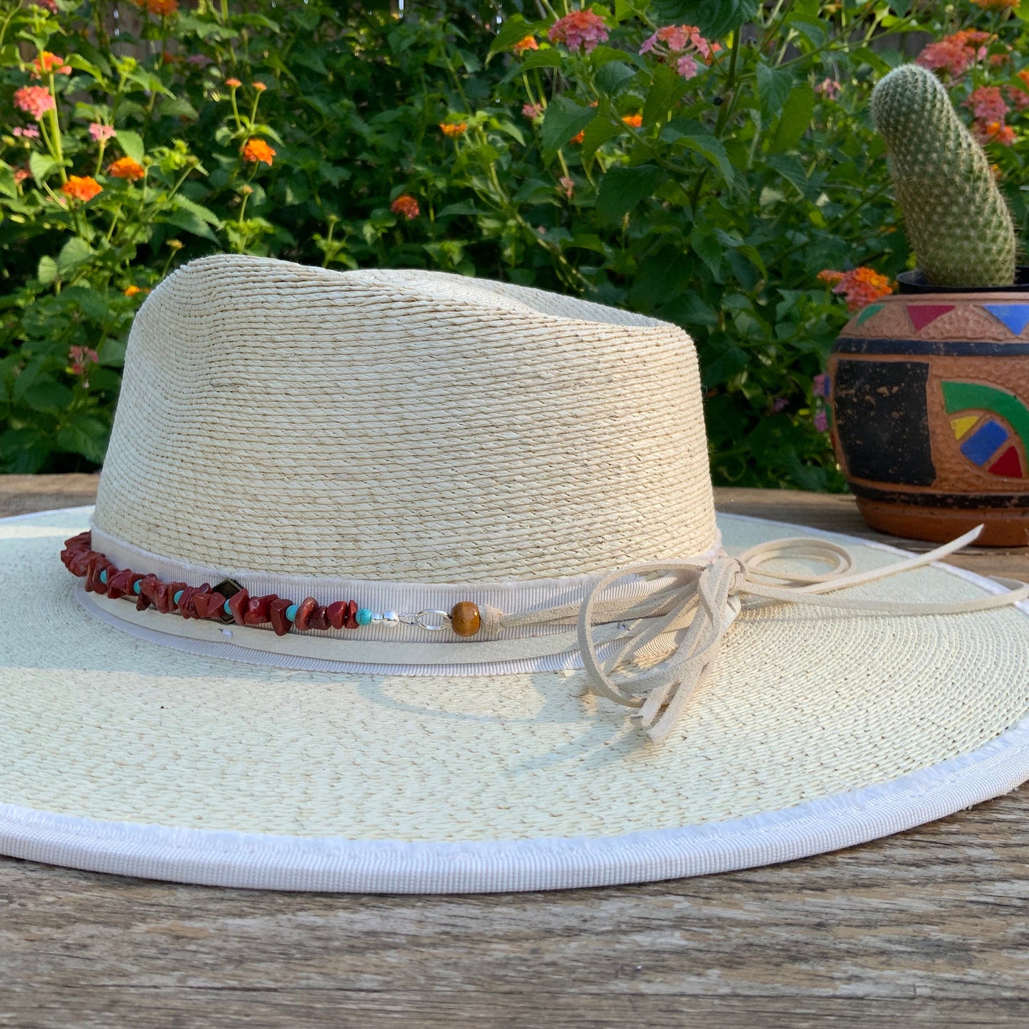 Red Jasper & Turquoise Hat Band: Southwestern Style Gemstone
