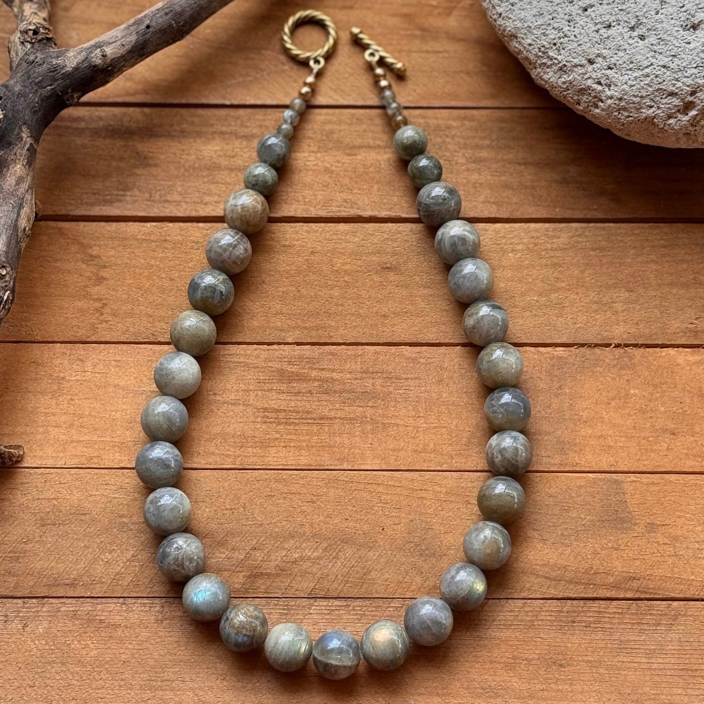 Labradorite necklace, chunky grey gemstone necklace