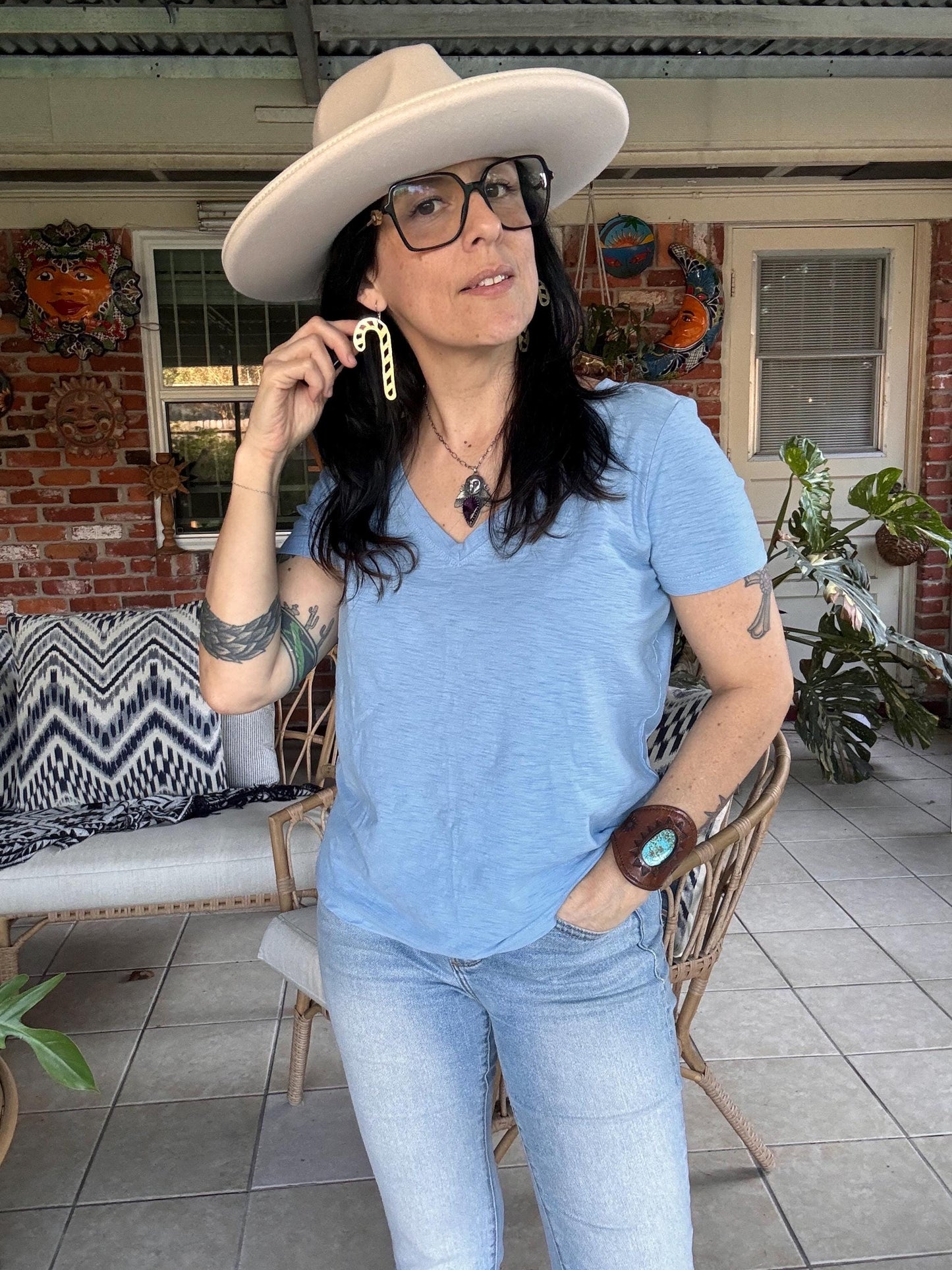 Hammered Brass Candy Cane Earrings: Christmas Dangles