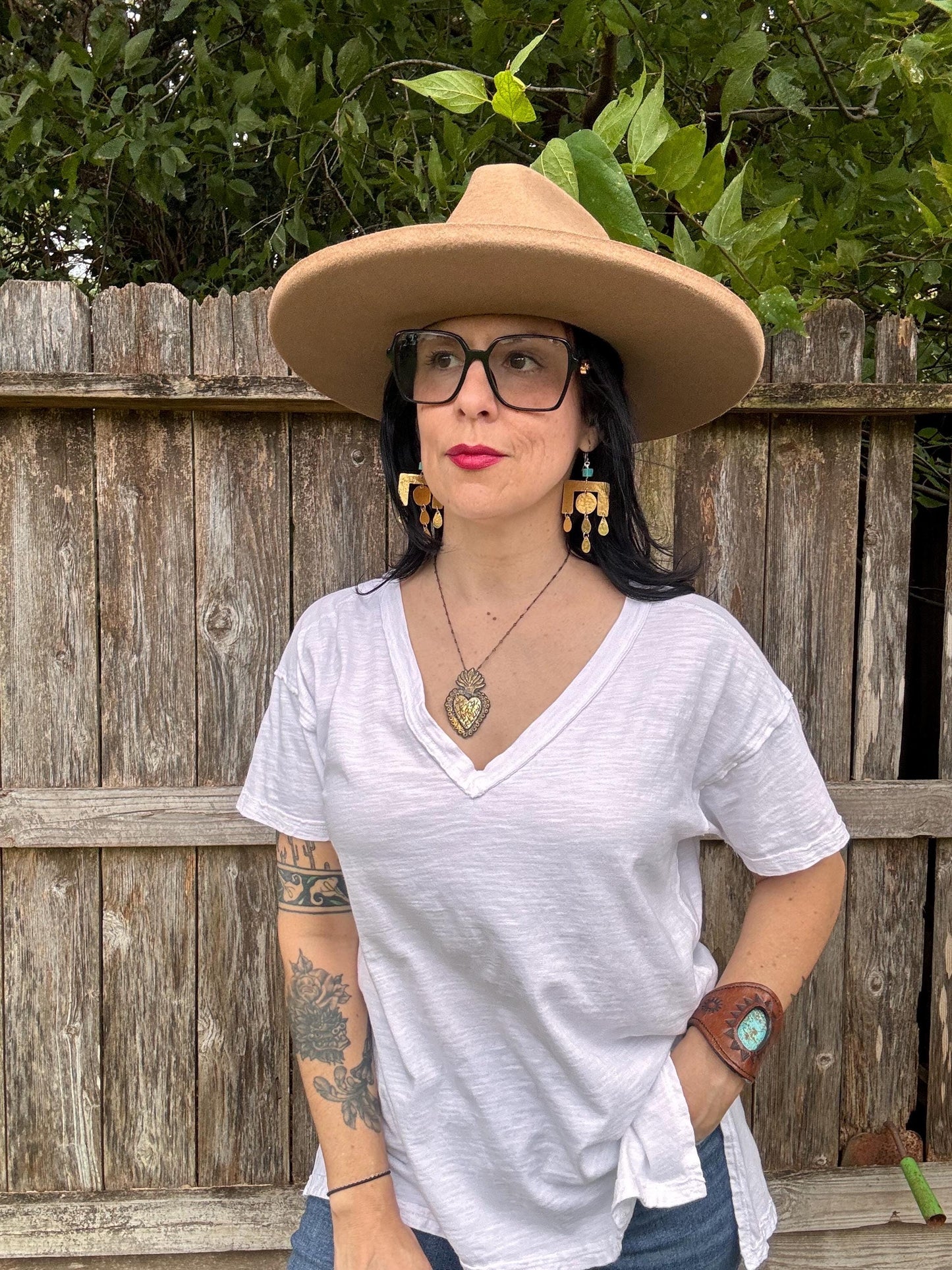 Geometric Brass Chandelier Earrings: Turquoise Dangle Earrings