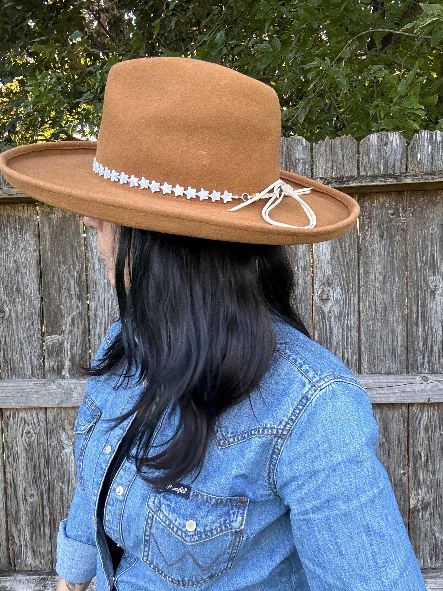 Mother Of Pearl Star Hat Band: Celestial Vegan Suede Cord