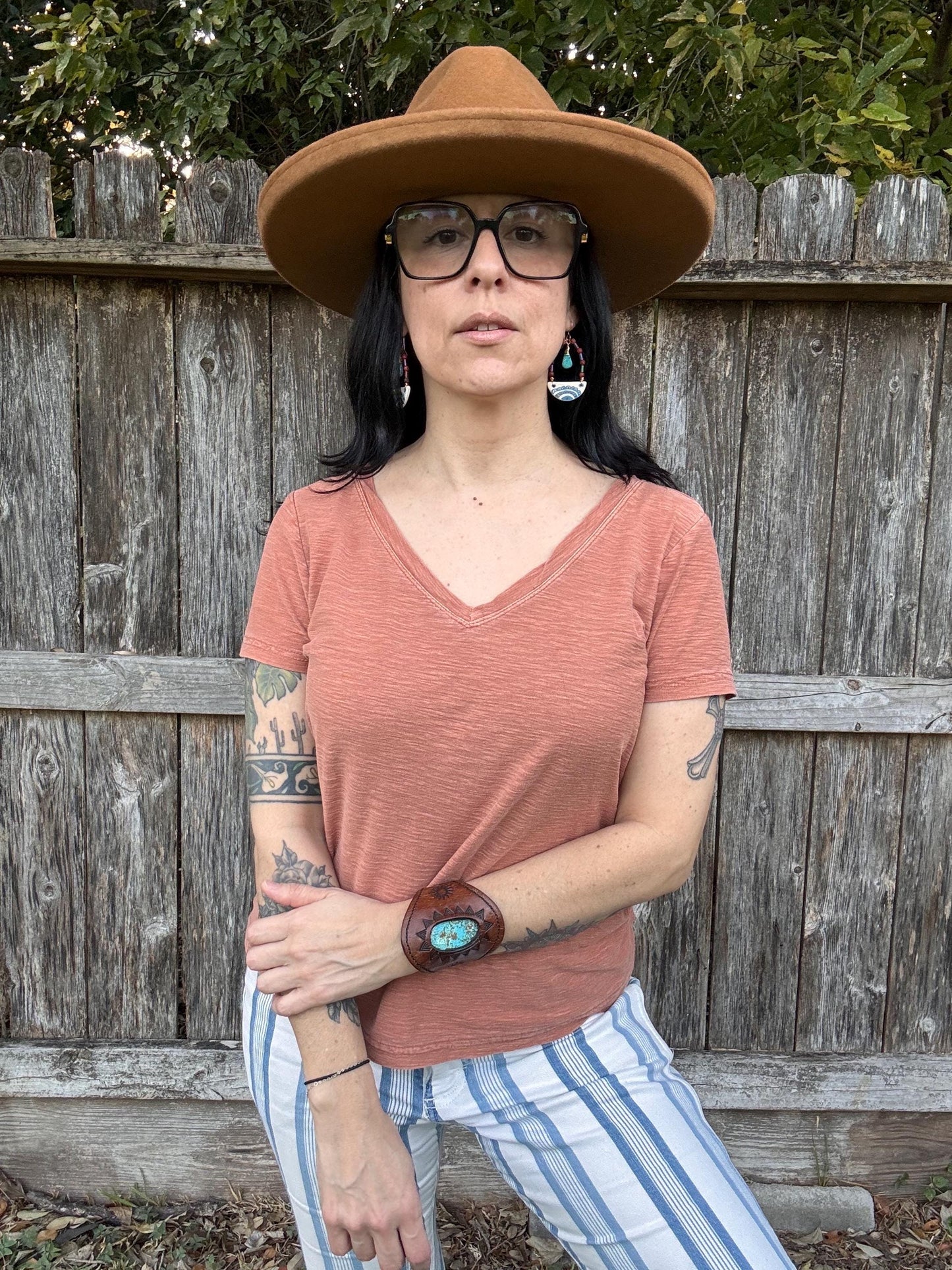 Handmade Southwestern Ceramic Turquoise Drop Earrings: Folk Jewelry