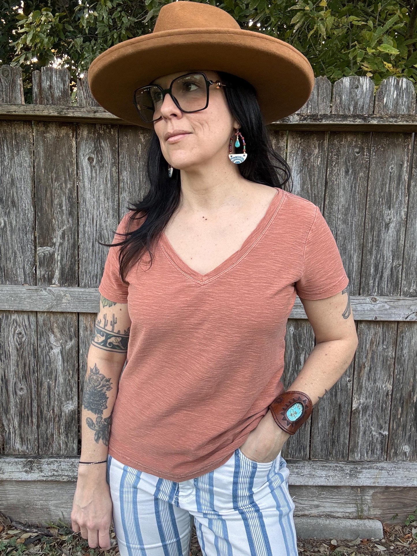 Handmade Southwestern Ceramic Turquoise Drop Earrings: Folk Jewelry