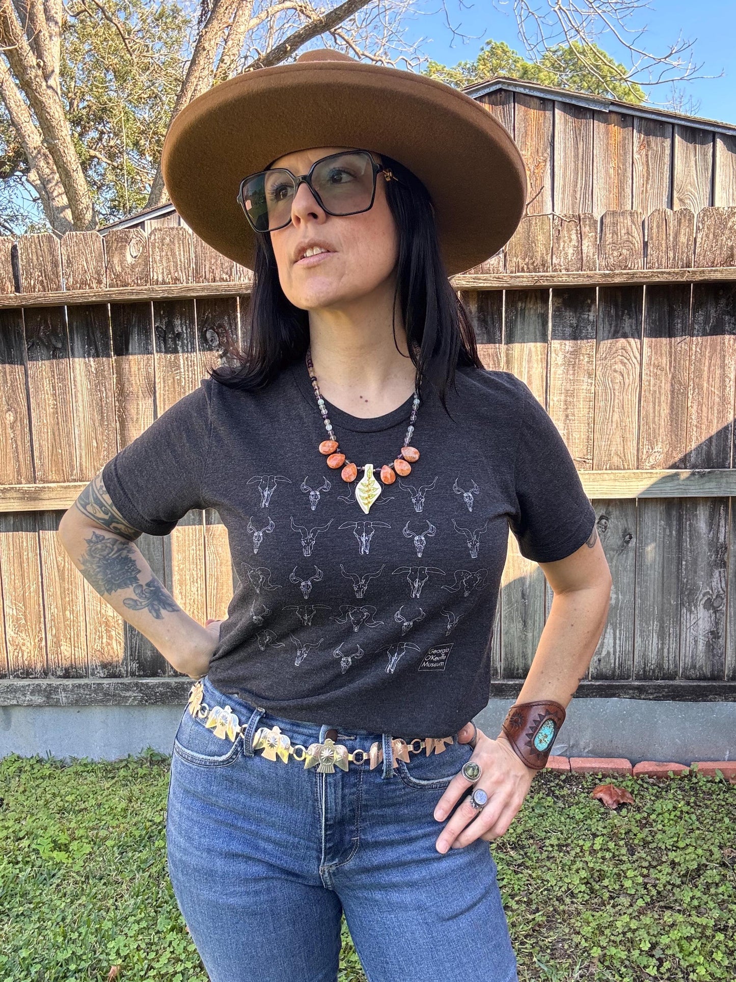 Handmade Ceramic Leaf Necklace: Orange Calcite & Fluorite Beaded Jewelry