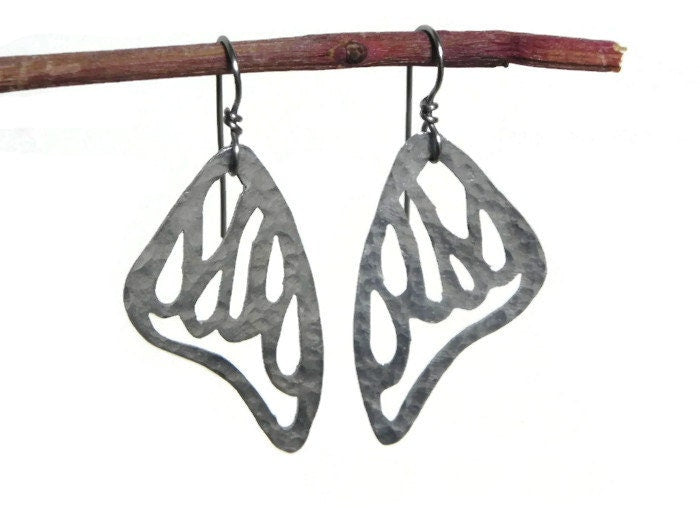 Handmade Aluminum Butterfly Wing Earrings: Flirty Metal Jewelry