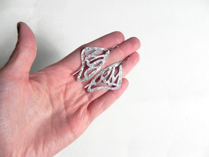 Handmade Aluminum Butterfly Wing Earrings: Flirty Metal Jewelry