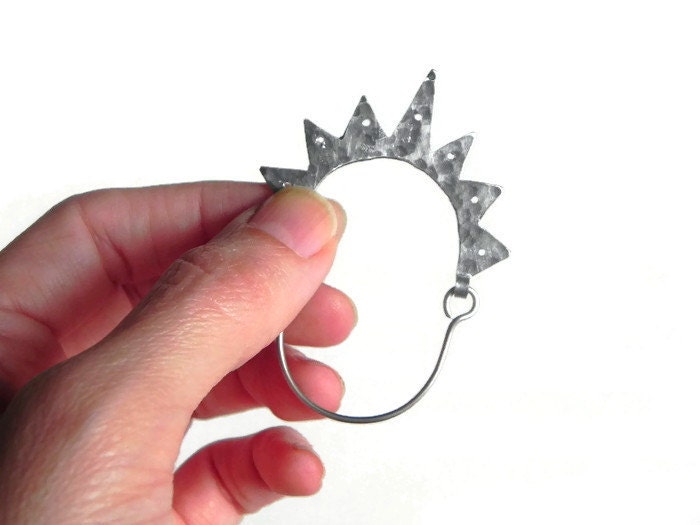 Handmade Sun Hoop Earrings: Mixed Metal Tribal Earrings