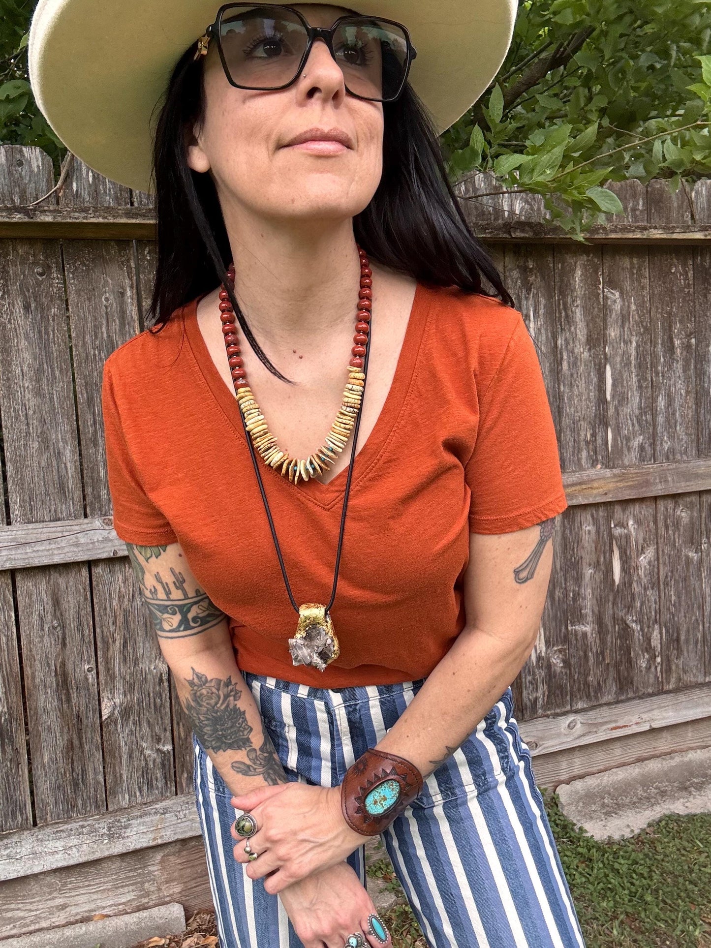 Red Jasper and rustic white magnesite necklace, southwestern style chunky gemstone necklace