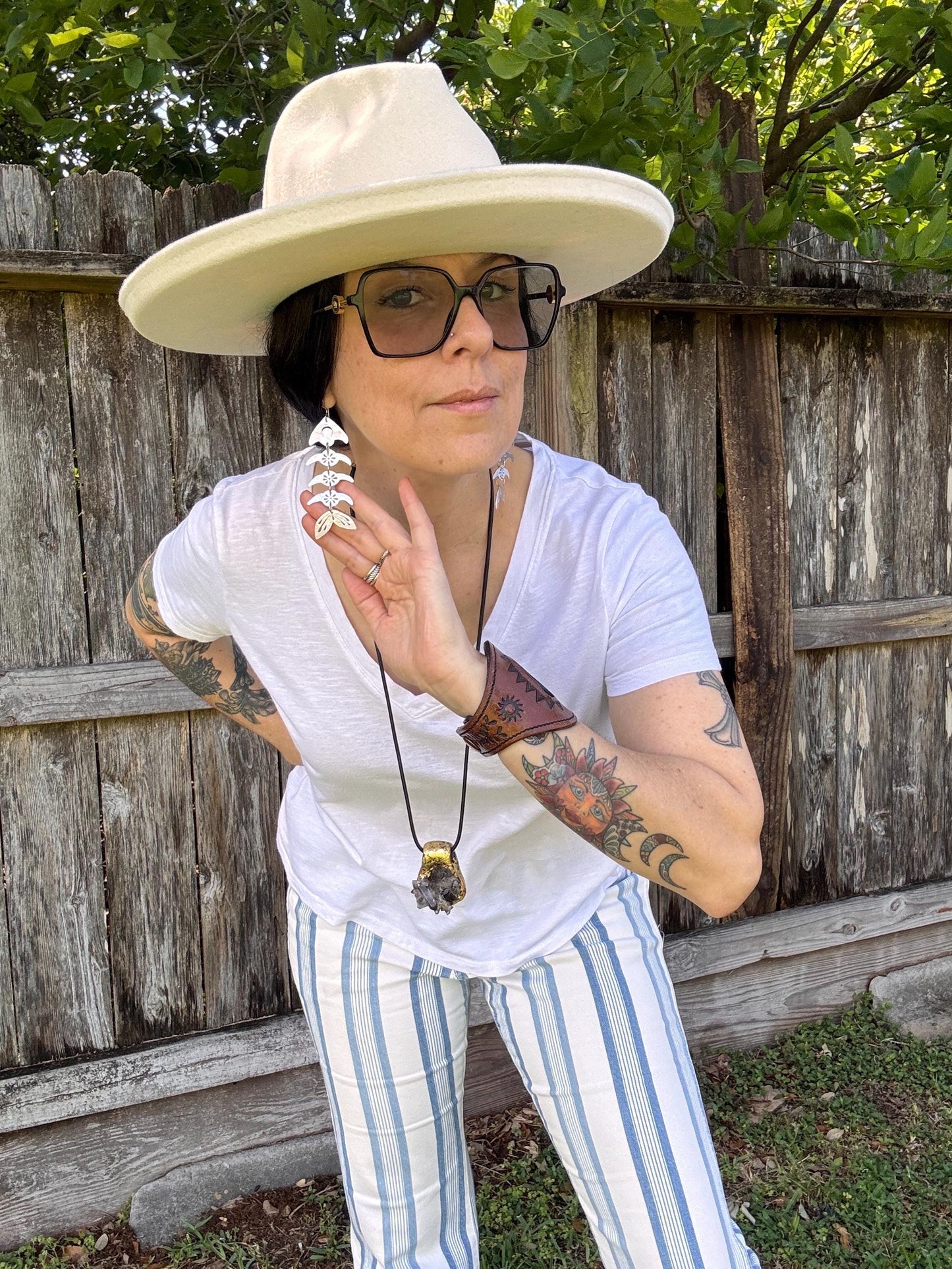 Handmade Fish Bone Earrings: Sawn Aluminum, Brass, or Copper