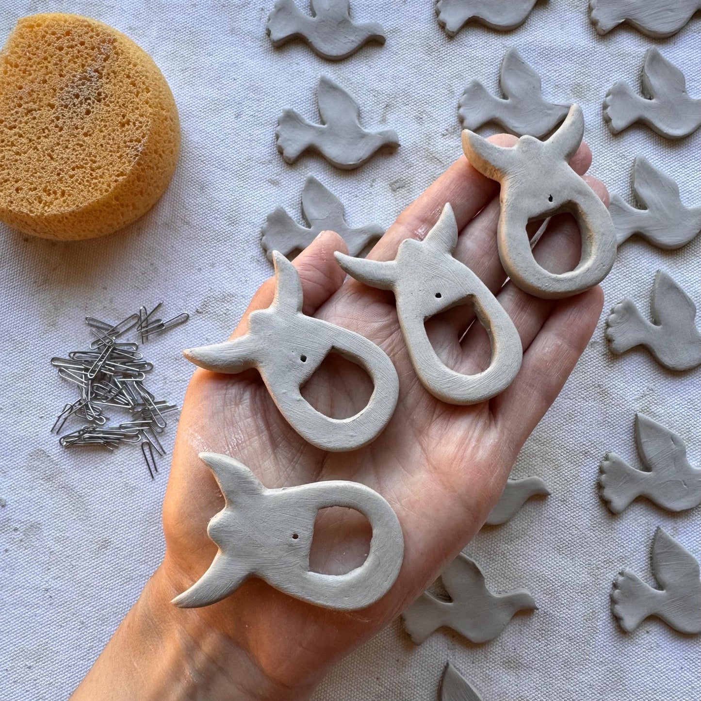 Handmade Southwestern Ceramic Horned Bead Necklace: Agate & Turquoise