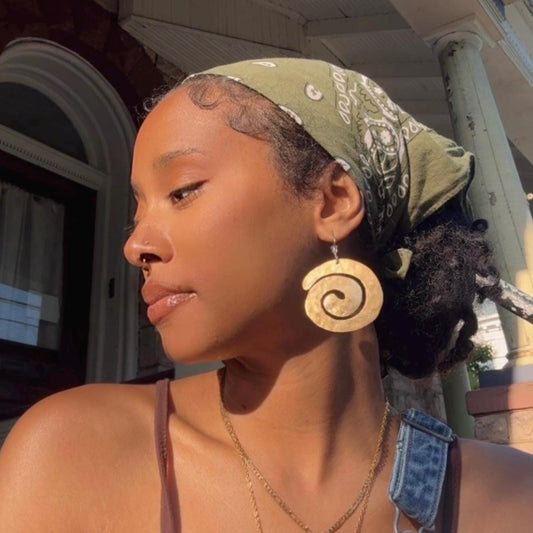 Handmade Big Spiral Dangle Earrings: Aluminum, Copper or Brass