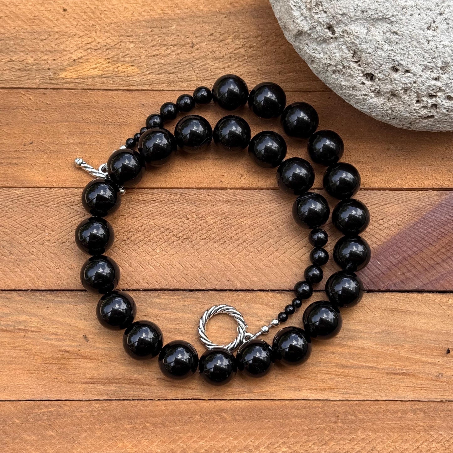 Onyx necklace, chunky black gemstone necklace
