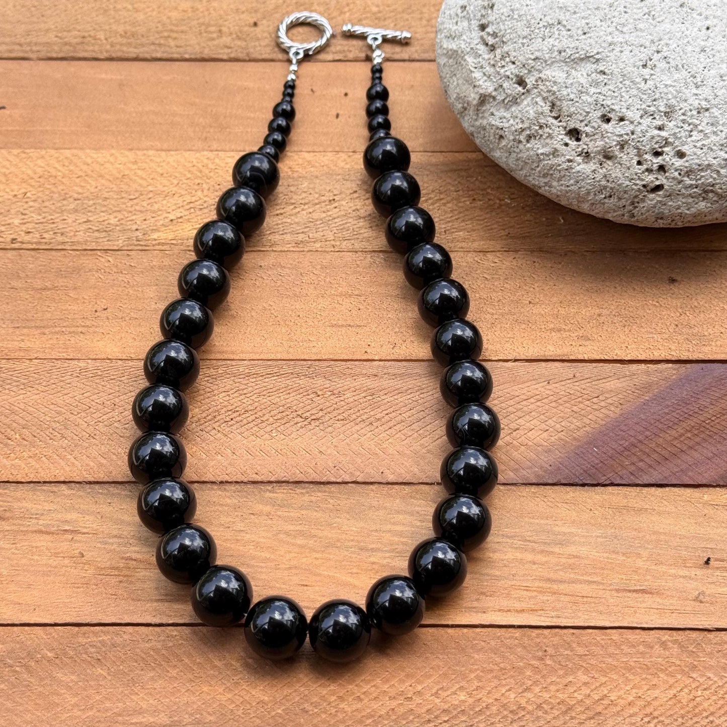 Onyx necklace, chunky black gemstone necklace