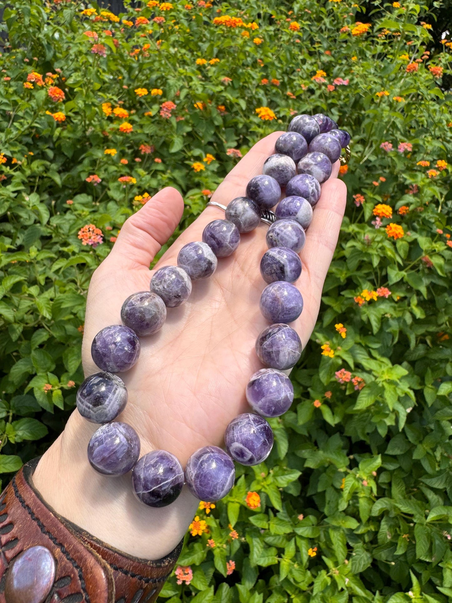 Amethyst necklace, chunky purple gemstone necklace