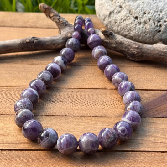 Amethyst necklace, chunky purple gemstone necklace