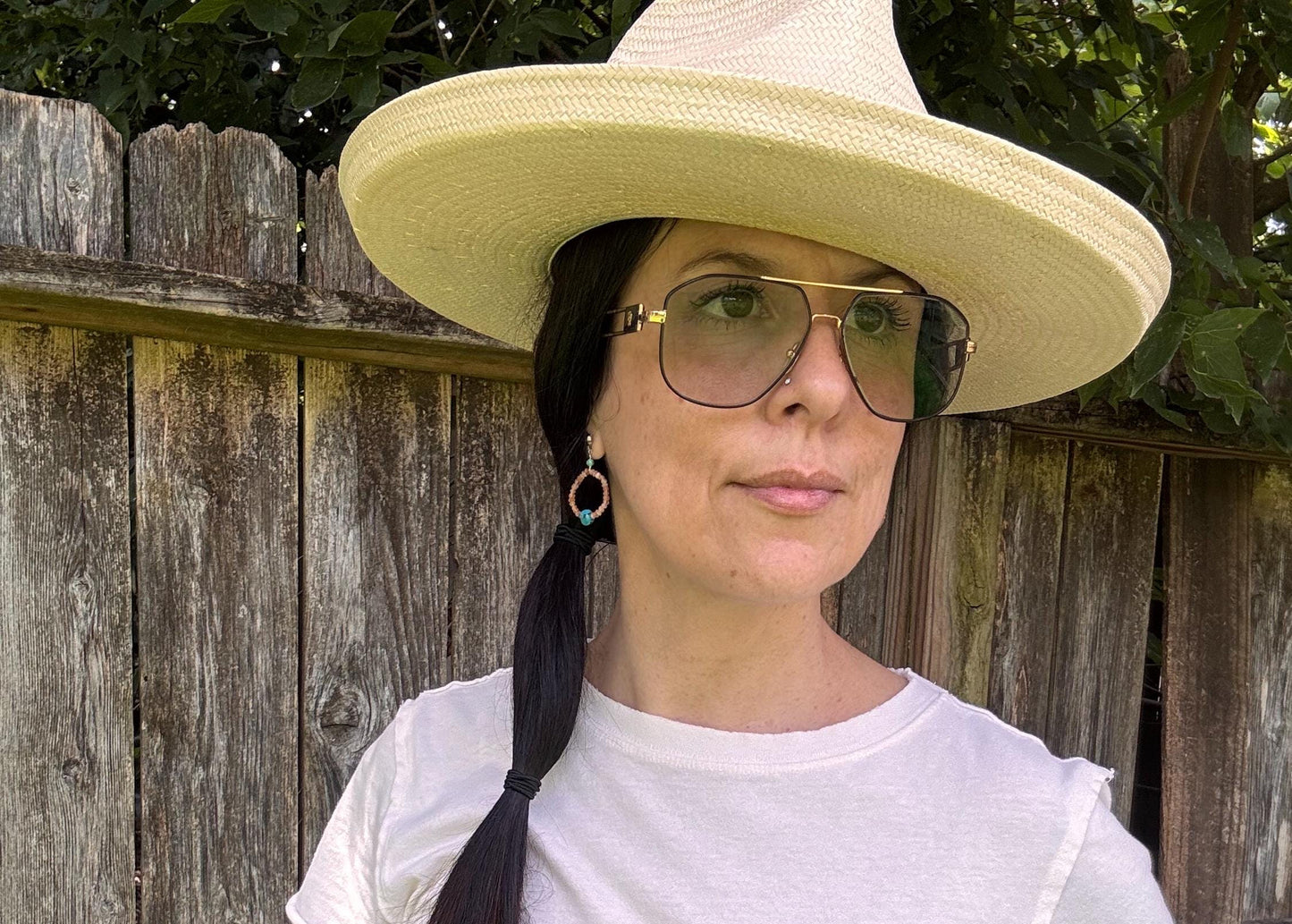 Spiced Turquoise & Sunstone Post Earrings: Handmade Silver Tone Jewelry