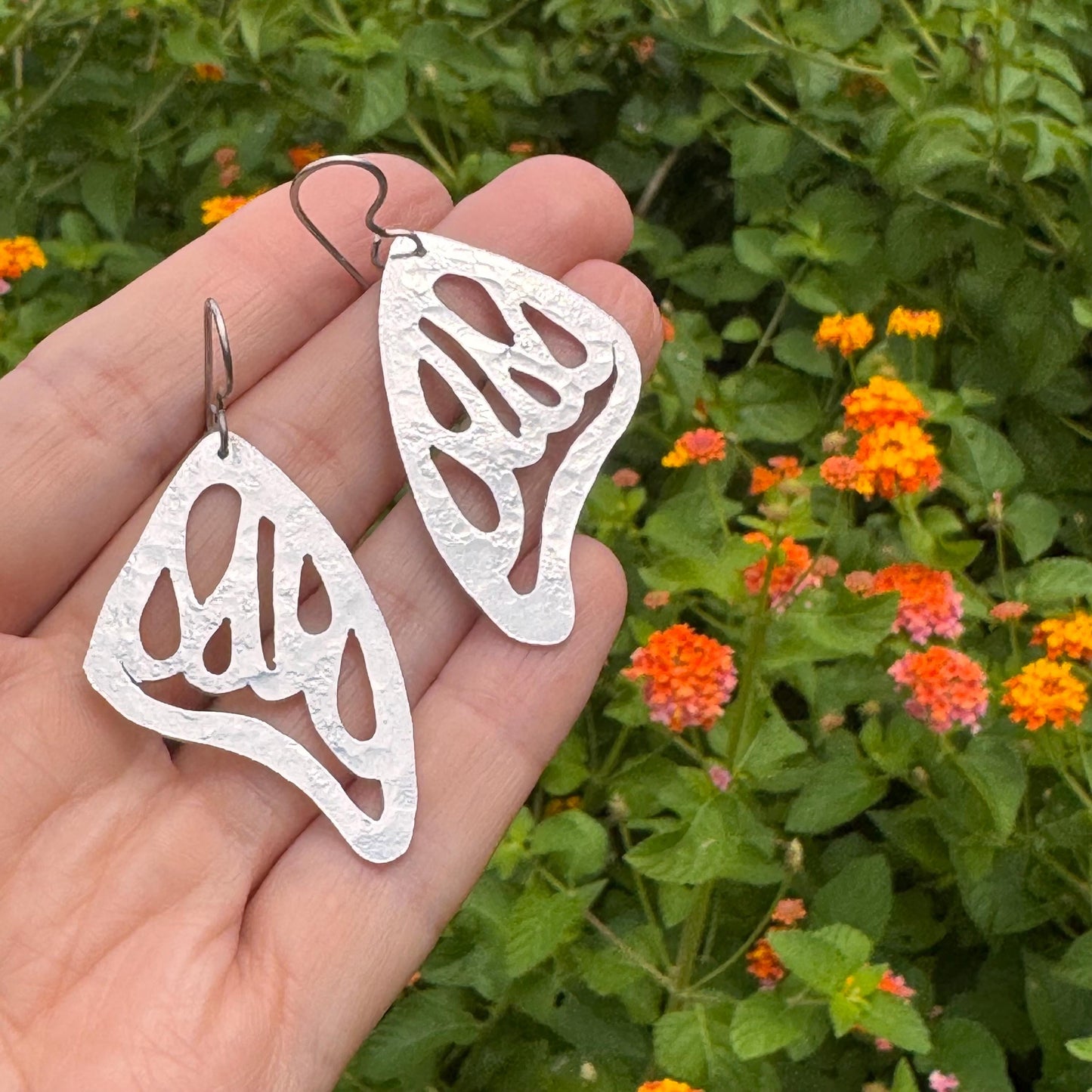 Handmade Aluminum Butterfly Wing Earrings: Flirty Metal Jewelry