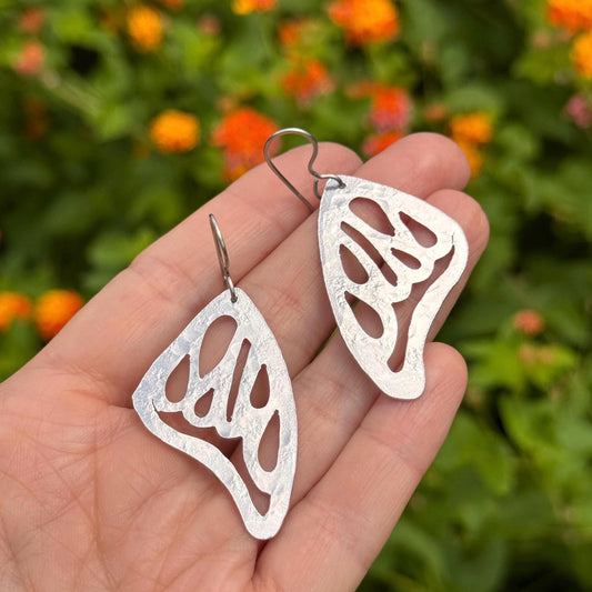Handmade Aluminum Butterfly Wing Earrings: Flirty Metal Jewelry