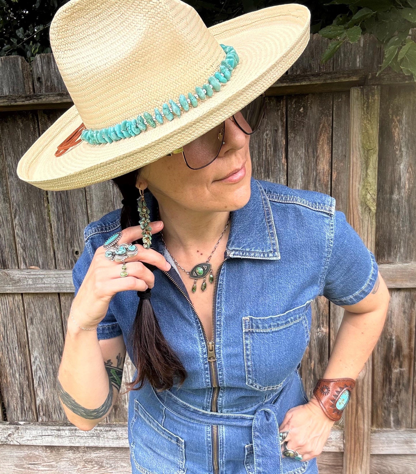 Turquoise cluster Hoop Earrings: wire wrapped, Handmade