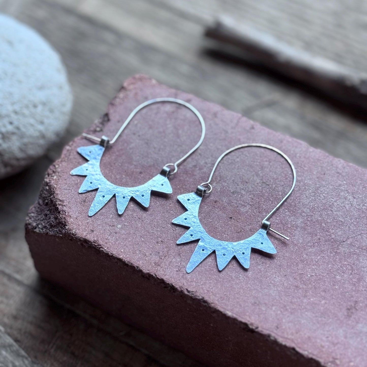 Handmade Sun Hoop Earrings: Mixed Metal Tribal Earrings