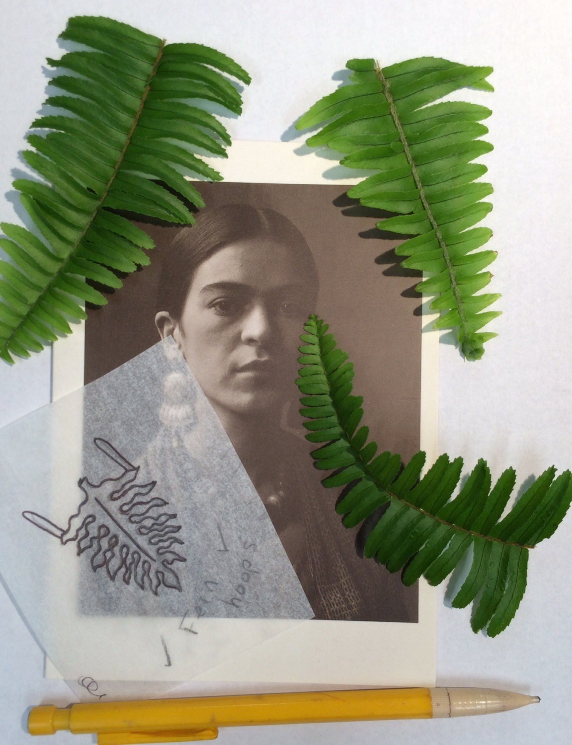 Handmade Fern Leaf Hoop Earrings: Botanical Jewelry