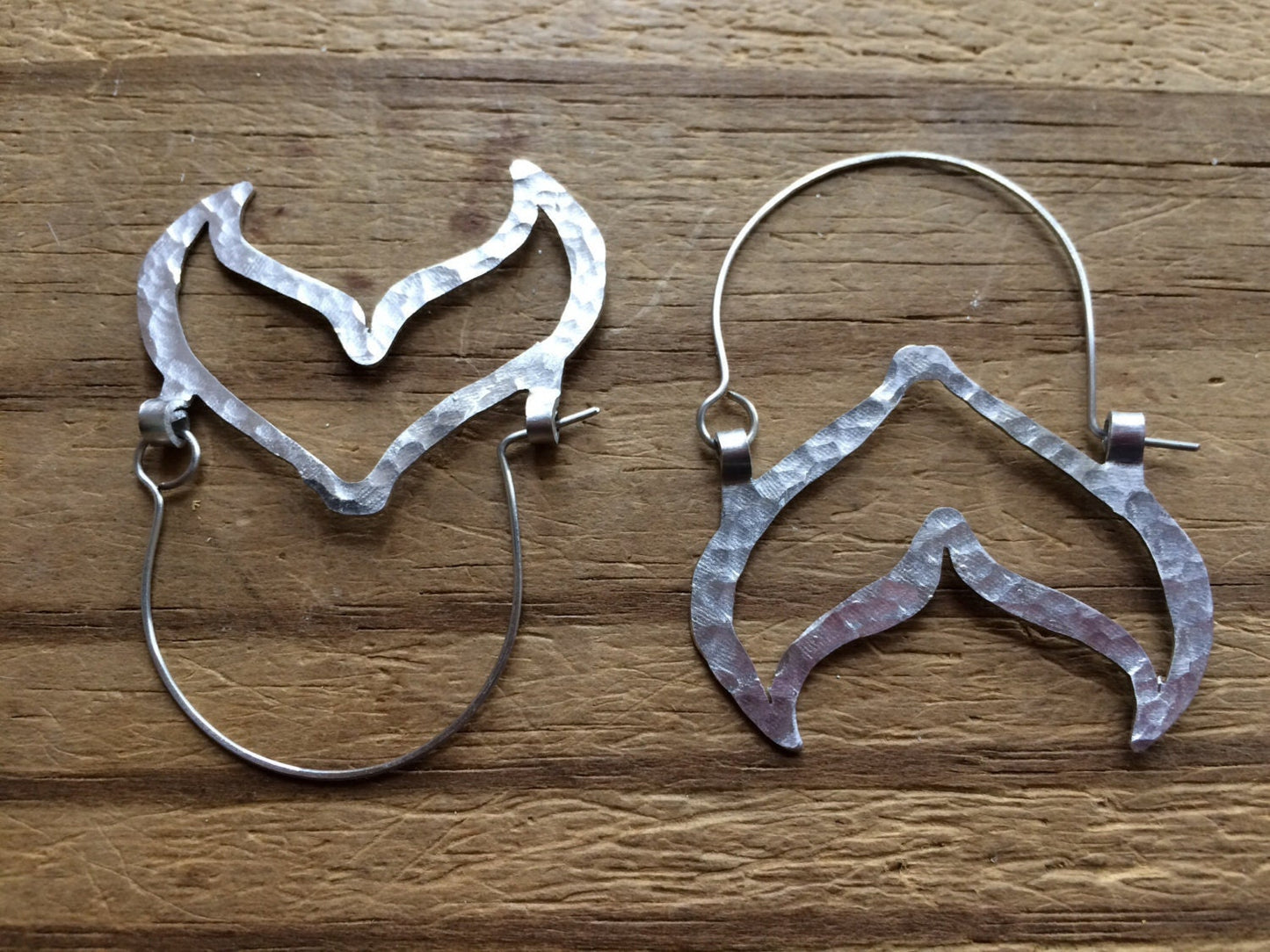 Handmade Mermaid Fin Hoop Earrings: Aluminum Ocean Jewelry