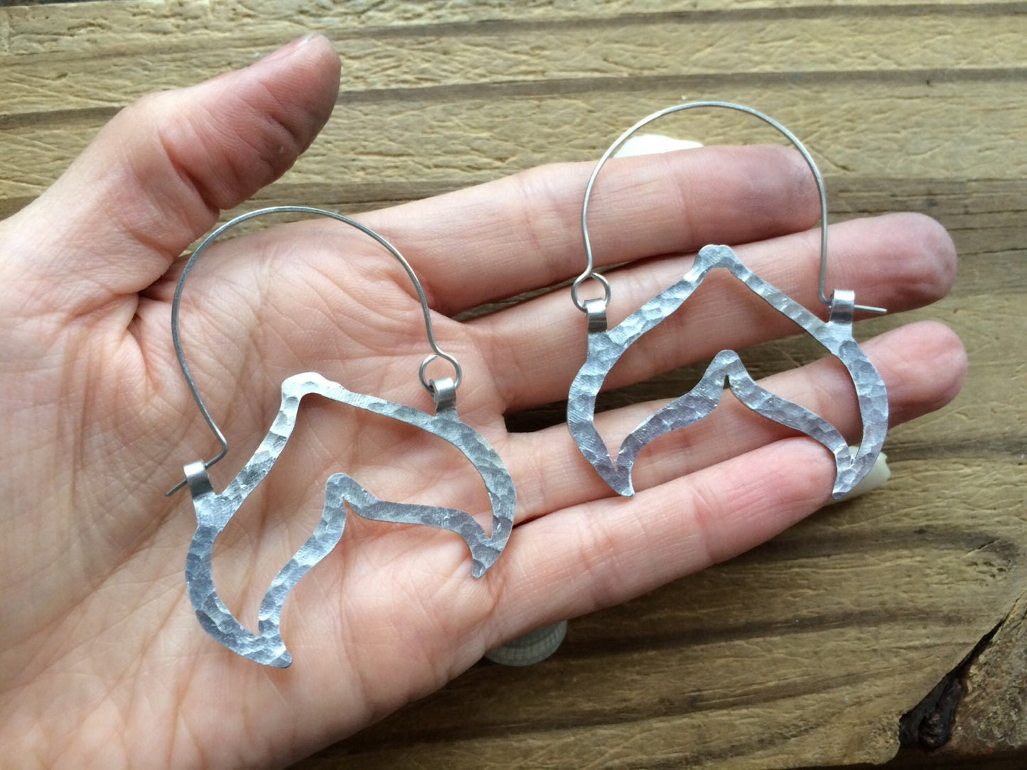 Handmade Mermaid Fin Hoop Earrings: Aluminum Ocean Jewelry