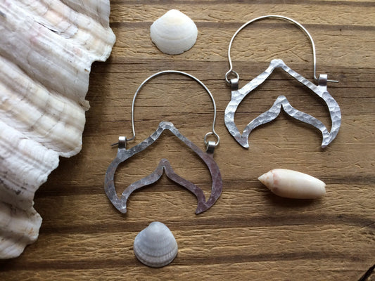 Handmade Mermaid Fin Hoop Earrings: Aluminum Ocean Jewelry