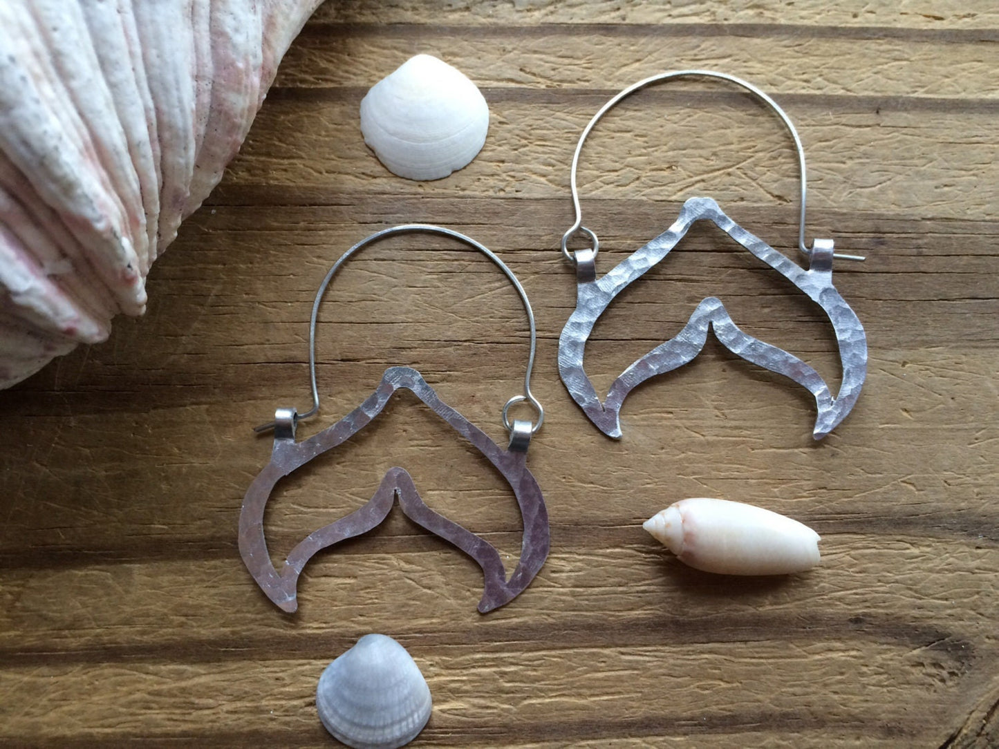Handmade Mermaid Fin Hoop Earrings: Aluminum Ocean Jewelry