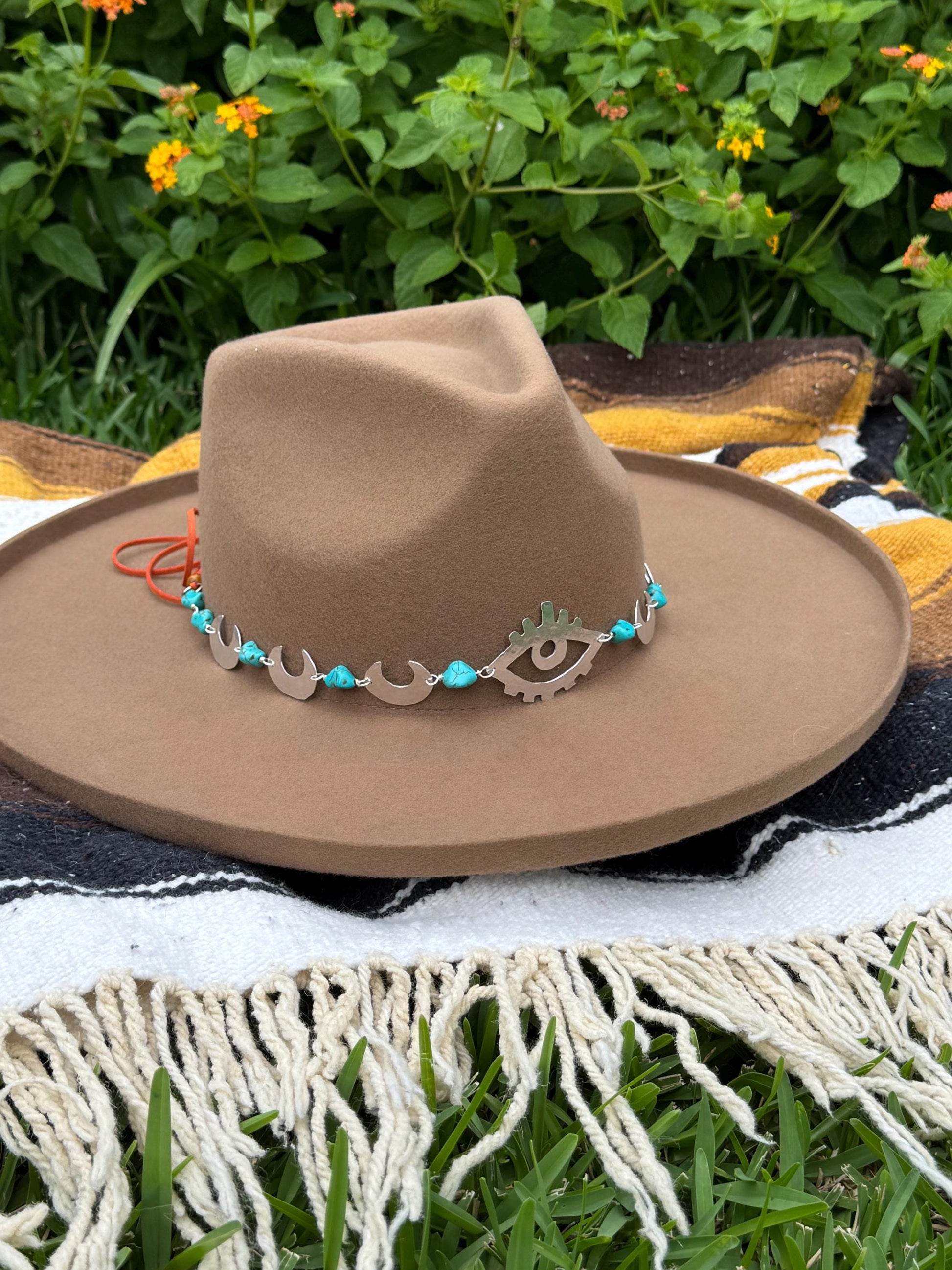 Celestial Third Eye Hat Band | Handmade Western Hat Band | Witch Hat Accessory