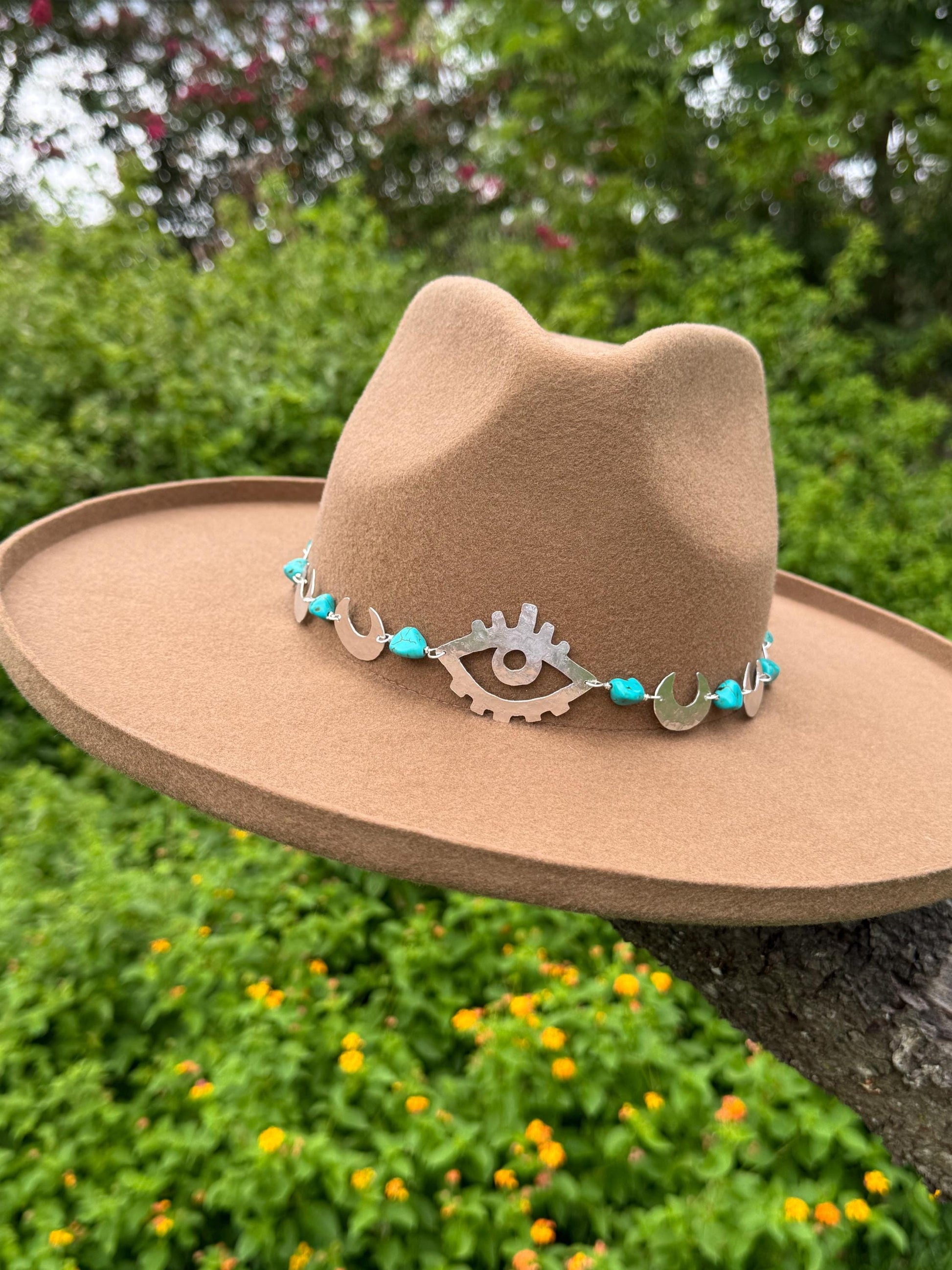 Celestial Third Eye Hat Band | Handmade Western Hat Band | Witch Hat Accessory