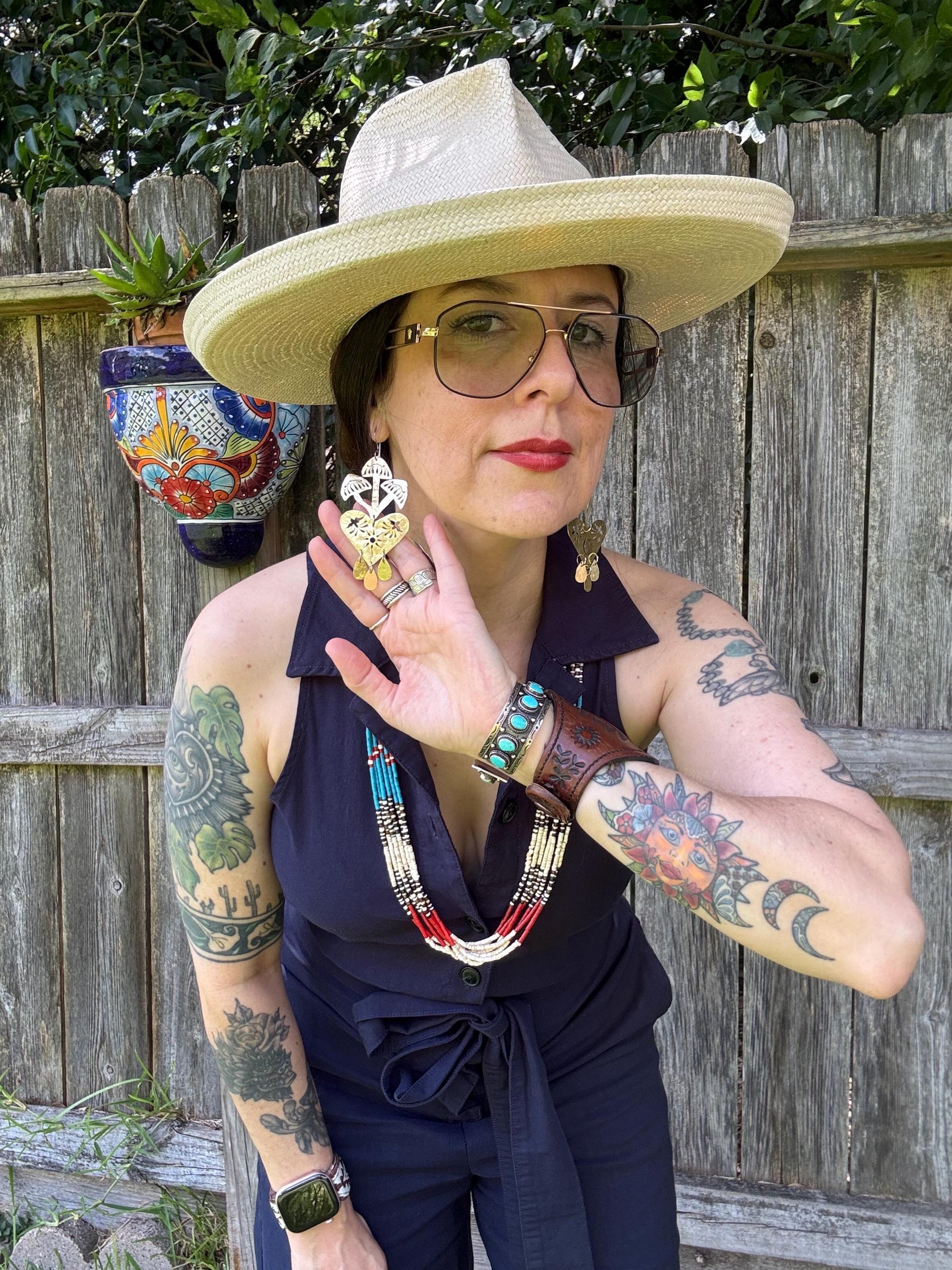 Sacred Celestial Mushroom Earrings, mixed metal