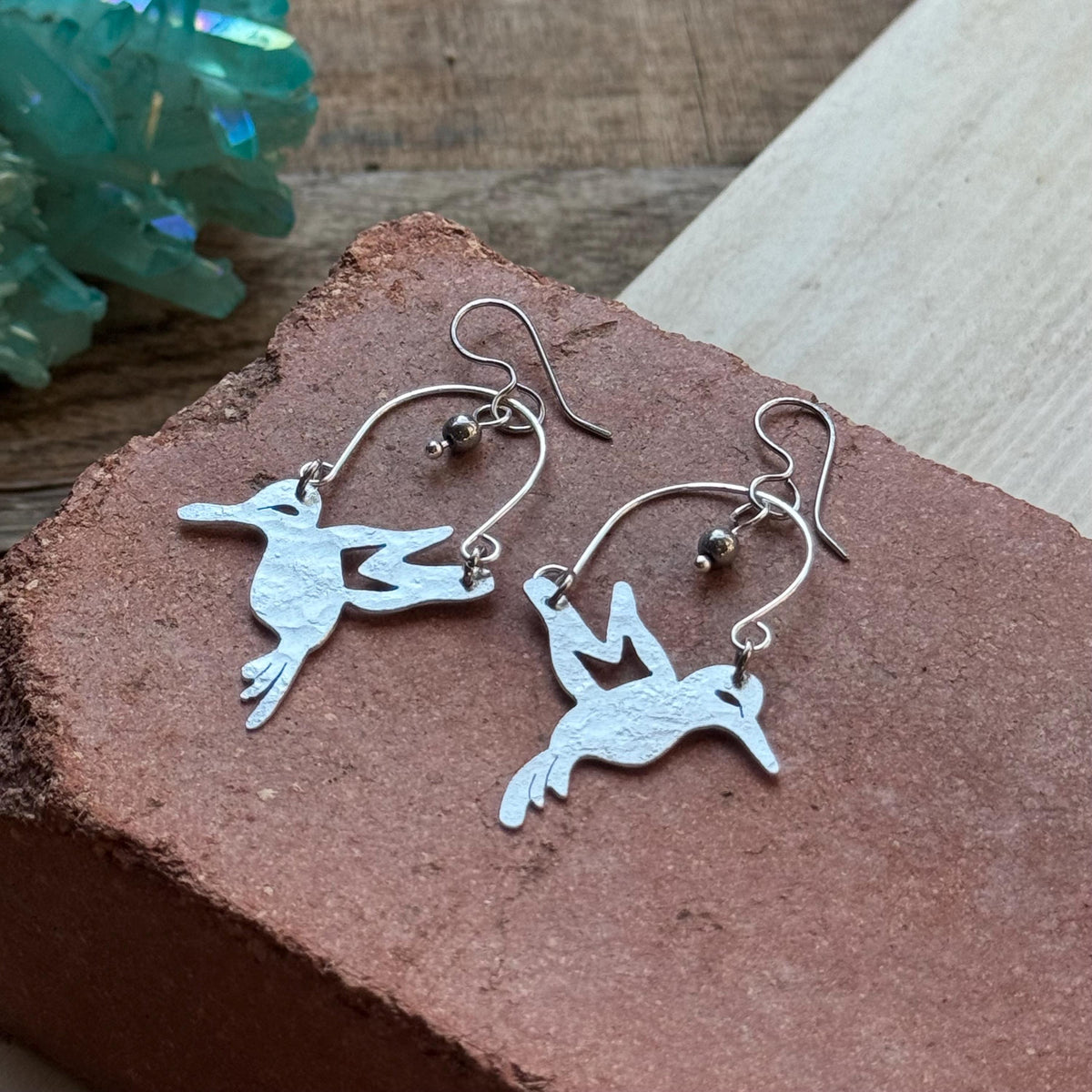 Mini Hummingbird dangle Earrings: Hand-Cut Bird Jewelry