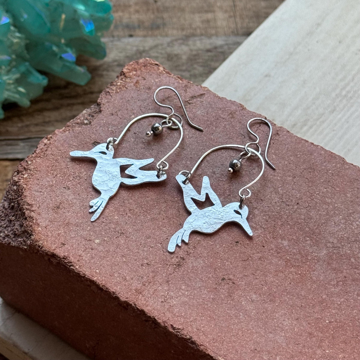 Mini Hummingbird dangle Earrings: Hand-Cut Bird Jewelry