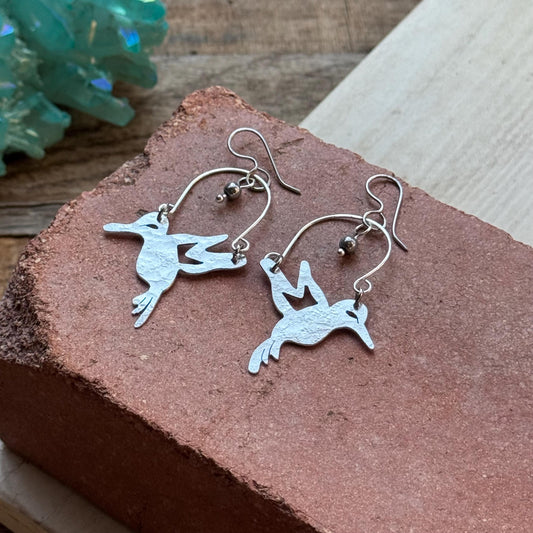 Mini Hummingbird dangle Earrings: Hand-Cut Bird Jewelry