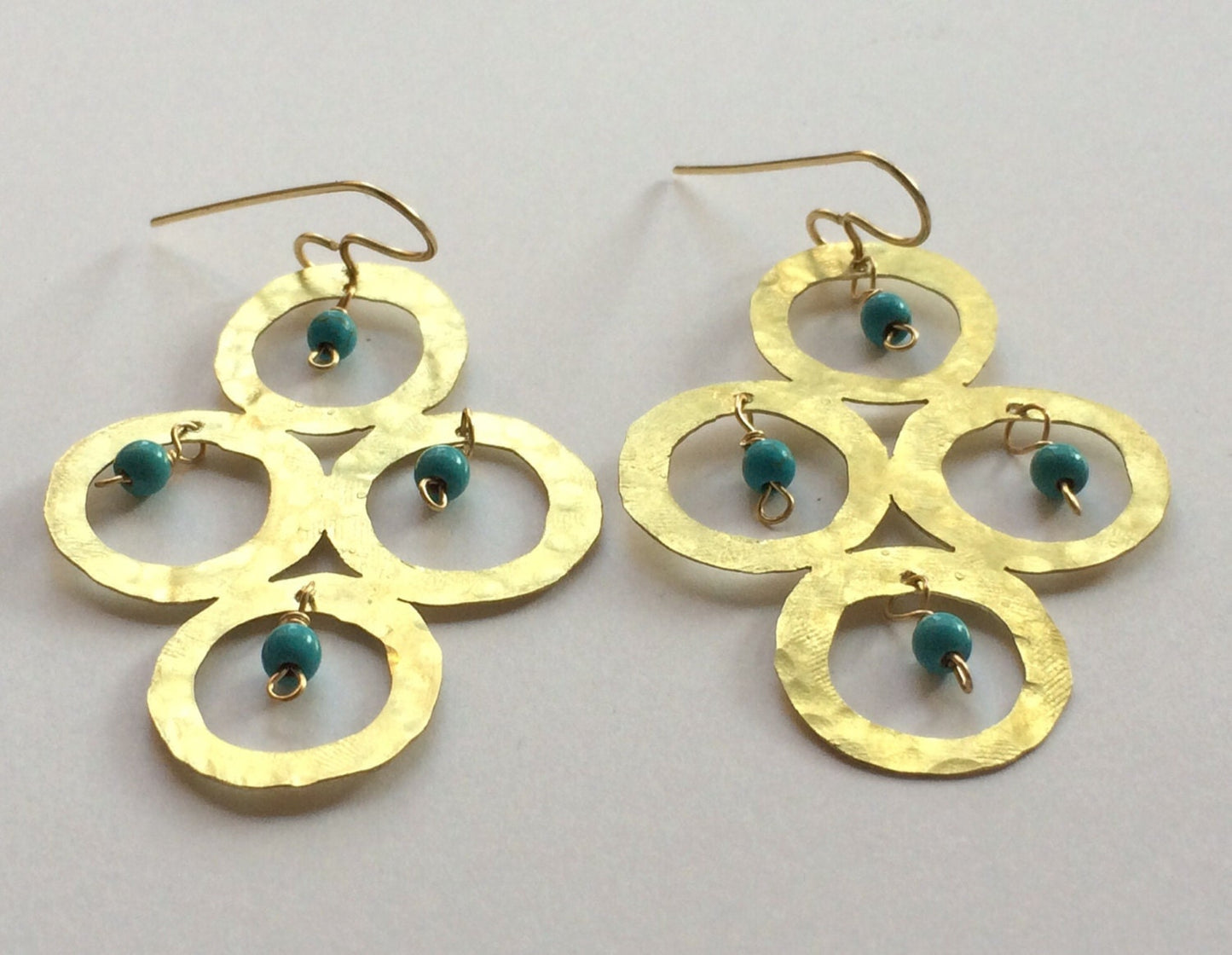 Handmade Metal Circle Chandelier Earrings with Magnesite Beads