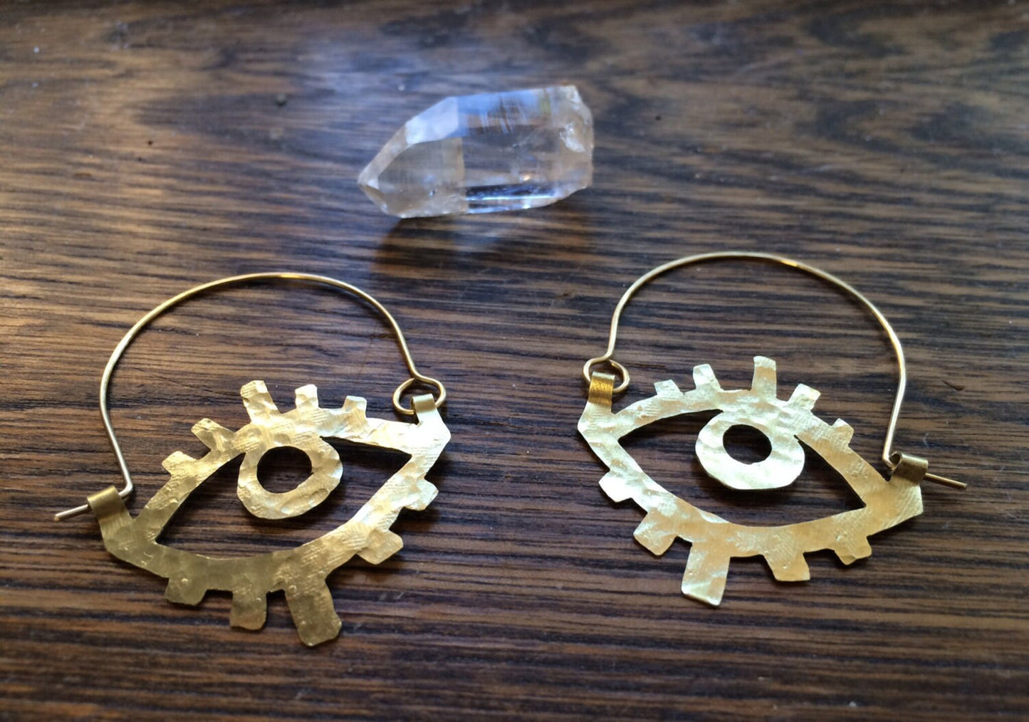 Handmade Metal Eye Hoop Earrings: Copper, Brass, or Aluminum