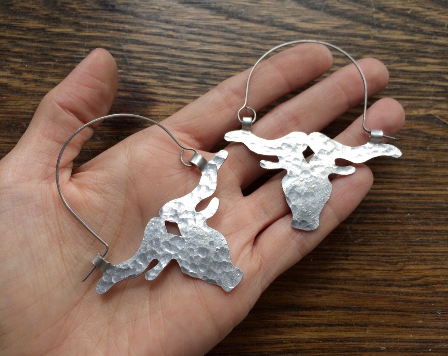 Handmade Longhorn Hoop Earrings: Brass, Copper, or Aluminum