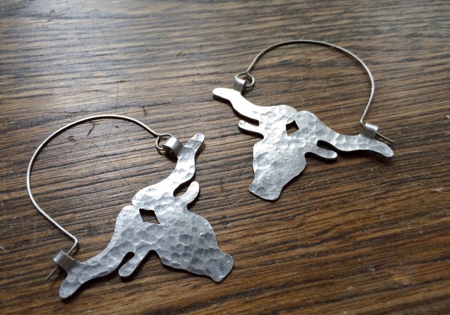 Handmade Longhorn Hoop Earrings: Brass, Copper, or Aluminum