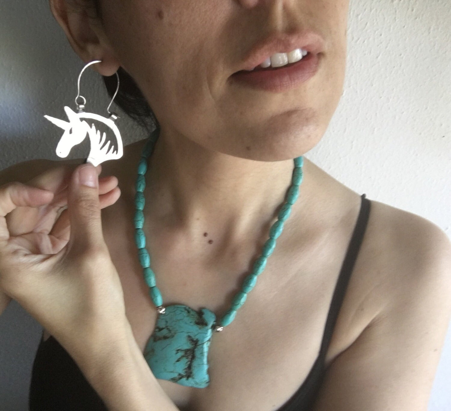 Handmade Unicorn Hoop Earrings: Aluminum or Copper