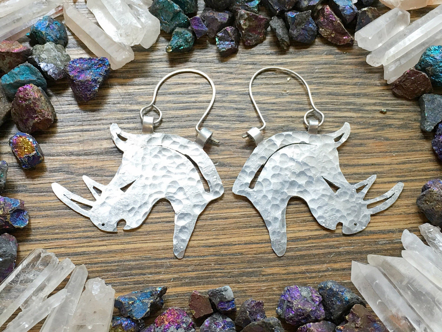 Rhinoceros earrings, rhino hoops, tribal jewelry, safari earrings