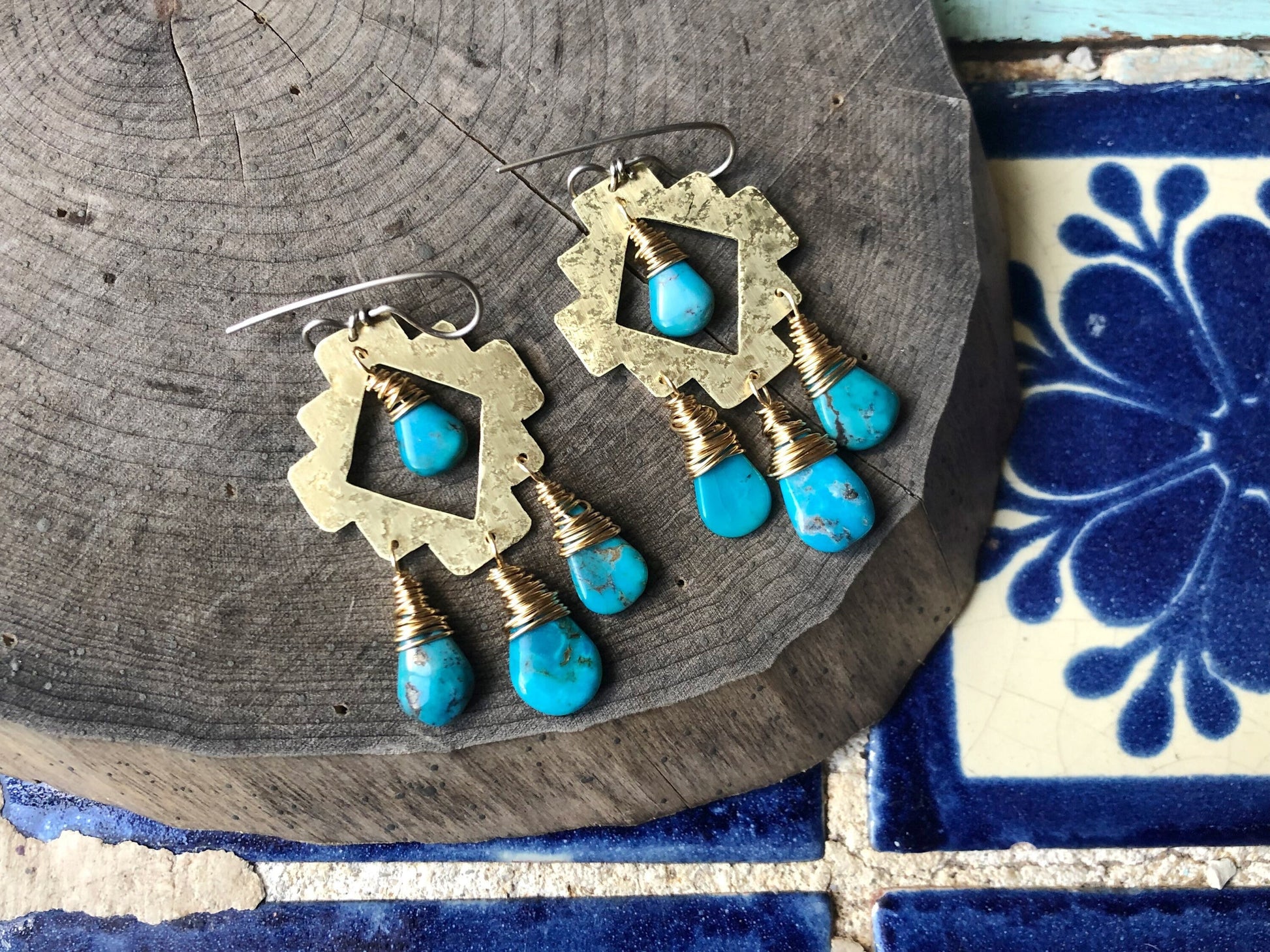 turquoise earrings , Taos dangle earrings
