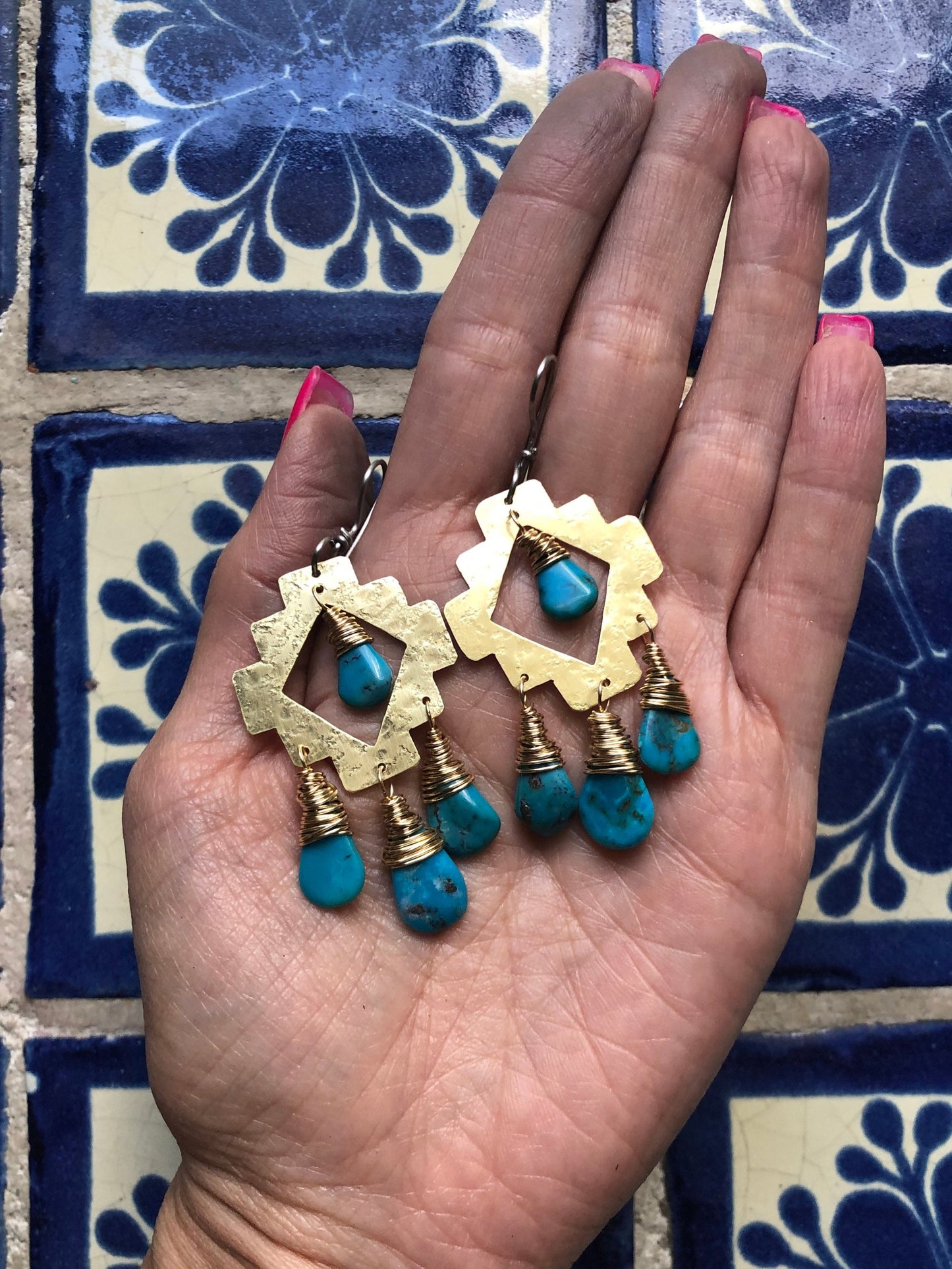 turquoise earrings , Taos dangle earrings