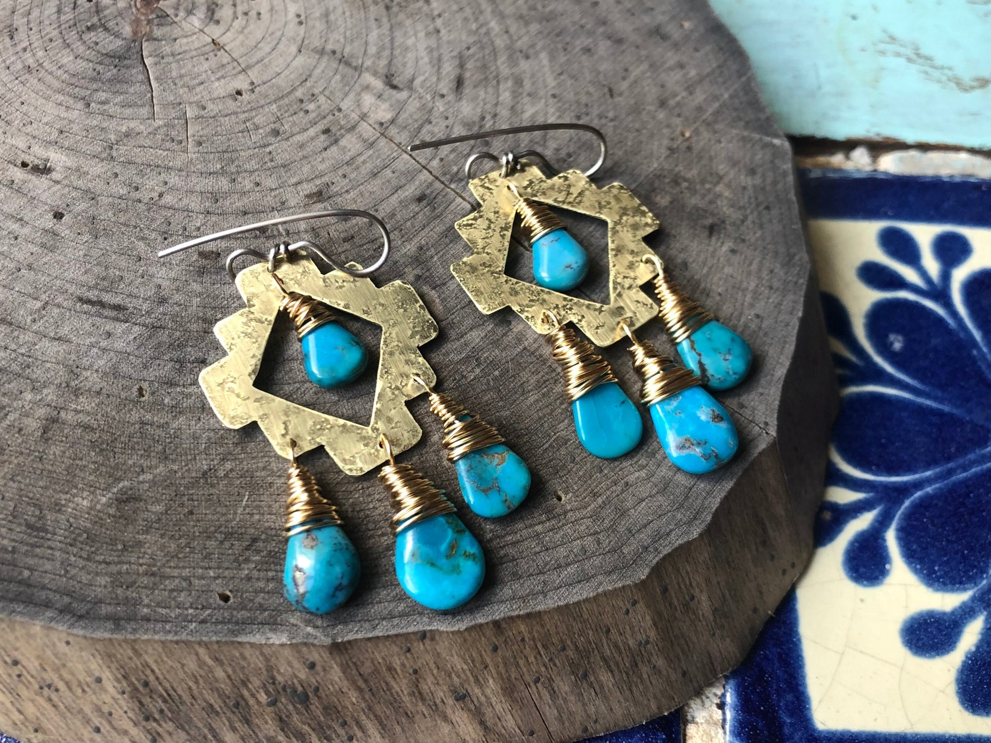 turquoise earrings , Taos dangle earrings