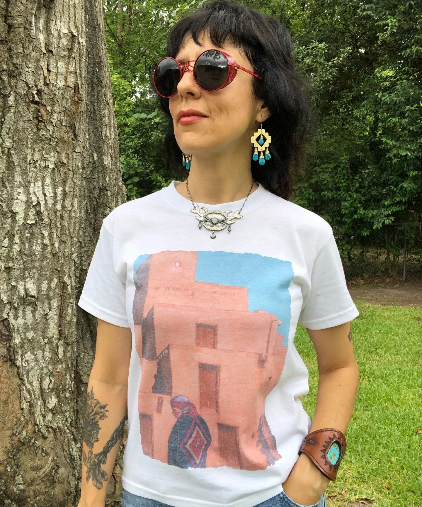 turquoise earrings , Taos dangle earrings